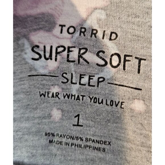 Torrid Super Soft Sleep Shirt Button-Down Black Zodiac Print Sz 1 Rayon Spandex - Picture 3 of 10